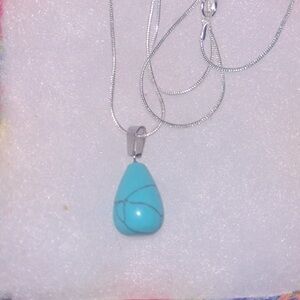 Boho Natural Turquoise Sterling Silver 24” Necklace